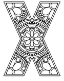 Download, print, color-in, colour-in lowercase x